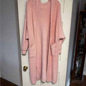 Cozy Pink Textured Cardigan Sweater